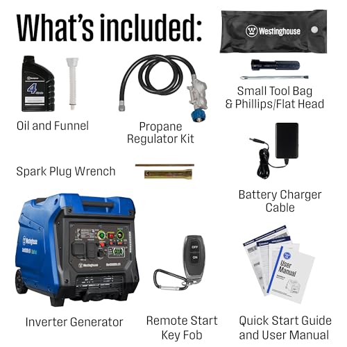 Westinghouse 5000 Peak Watt Dual Fuel Portable Inverter Generator, Remote Electric Start E228
