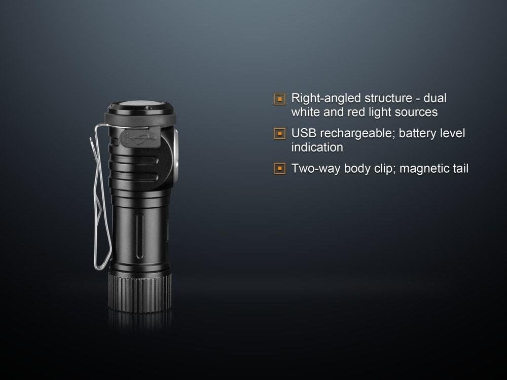 FENIX LD15R 500 Lumen USB Rechargeable Right Angle Flashlight with Charging Cable, 2-Pack Y862