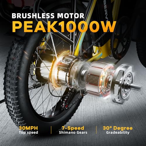 1000W Folding Electric Bike 48V 20.8AH Removable Battery 20" Fat Tire for Adults A175