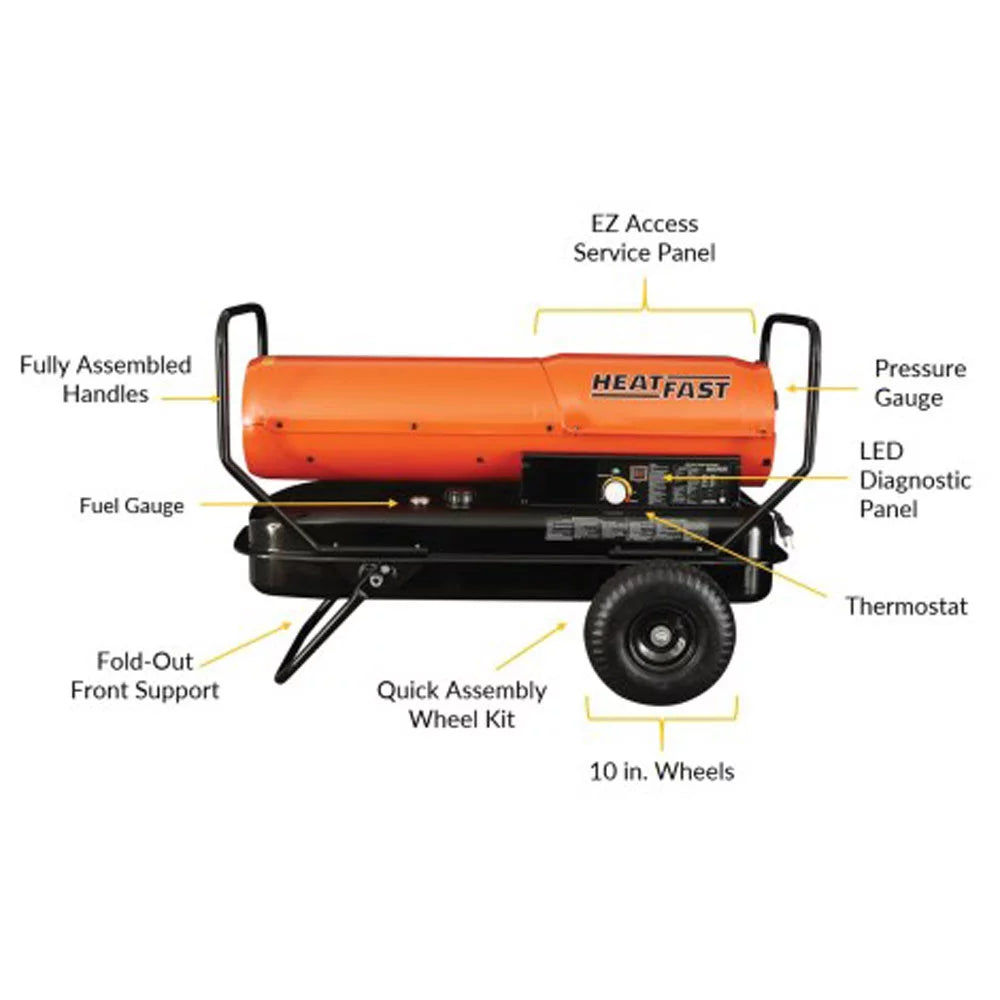 HeatFast HF215K 215,000 BTU Forced Air Kerosene Heater with Thermostat W71116