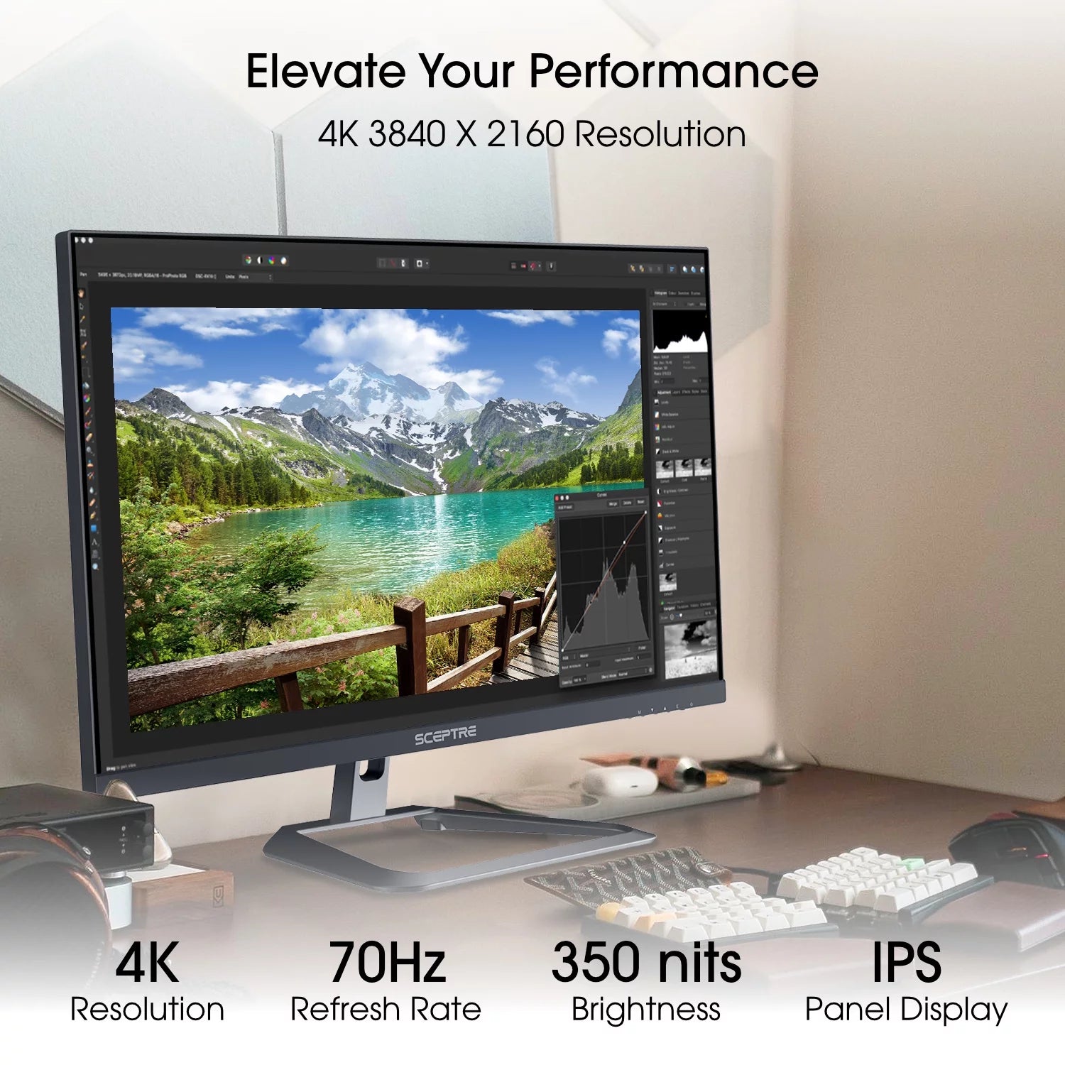 Sceptre 27" 4K IPS UHD Monitor with HDMI, DisplayPort, Built-in Speakers V51940