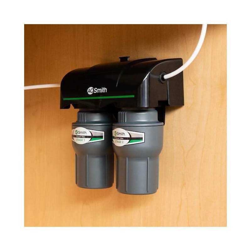 A.O. Smith 2-Stage Carbon Block Under Sink Water Filtration System with Brushed Nickel Faucet B3241
