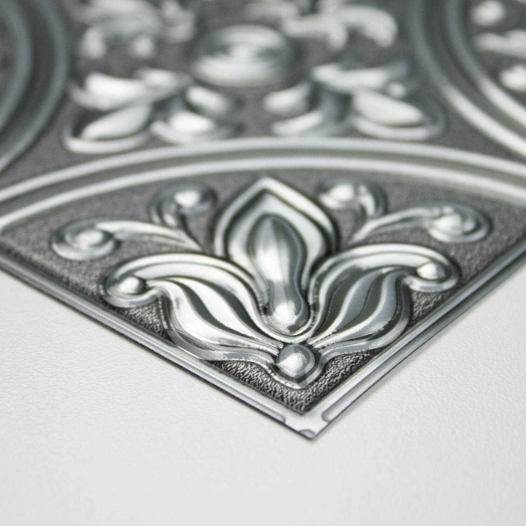 RoomMates Silver Tin Peel and Stick Tile Backsplash G90583
