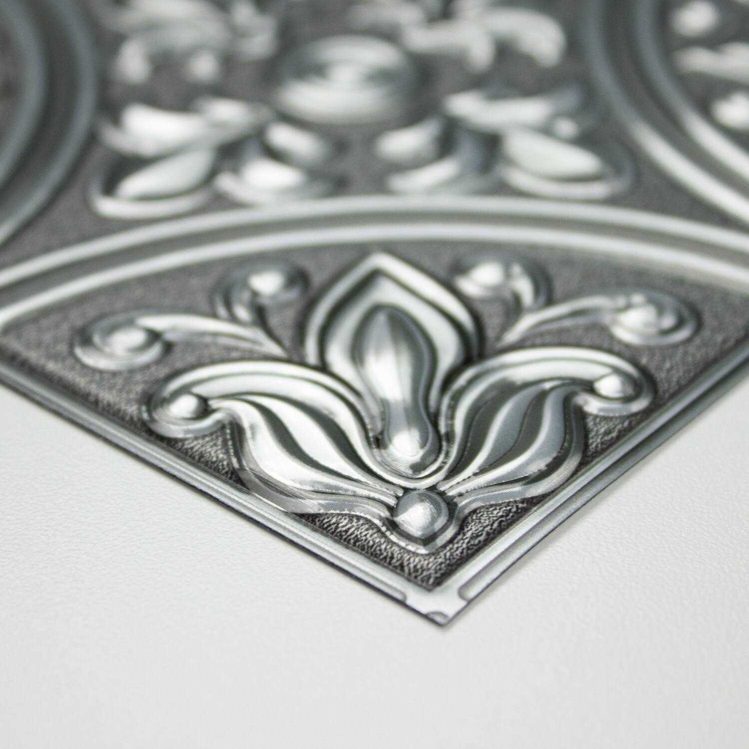 RoomMates Silver Tin Peel and Stick Tile Backsplash G90583