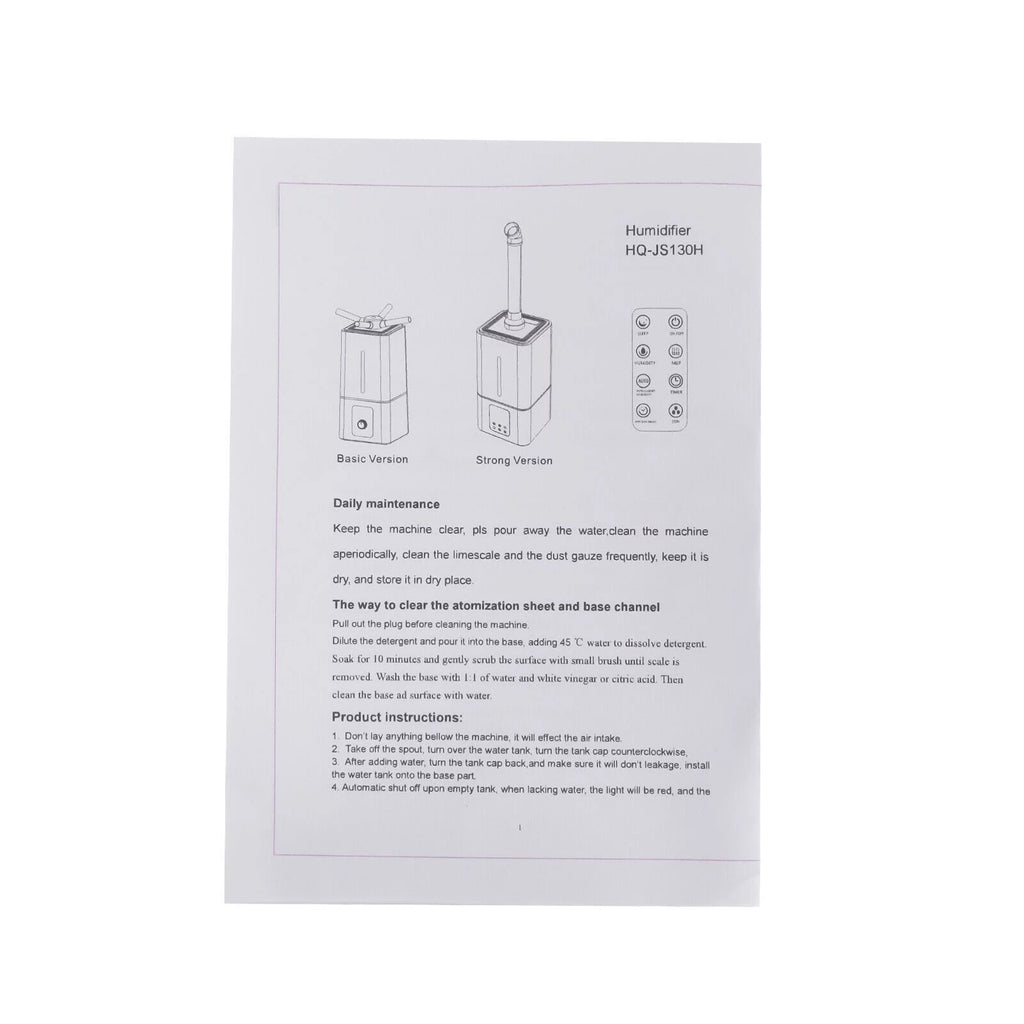 Intelligent Humidifier 3.4gal for Large Rooms, Low Noise F59712