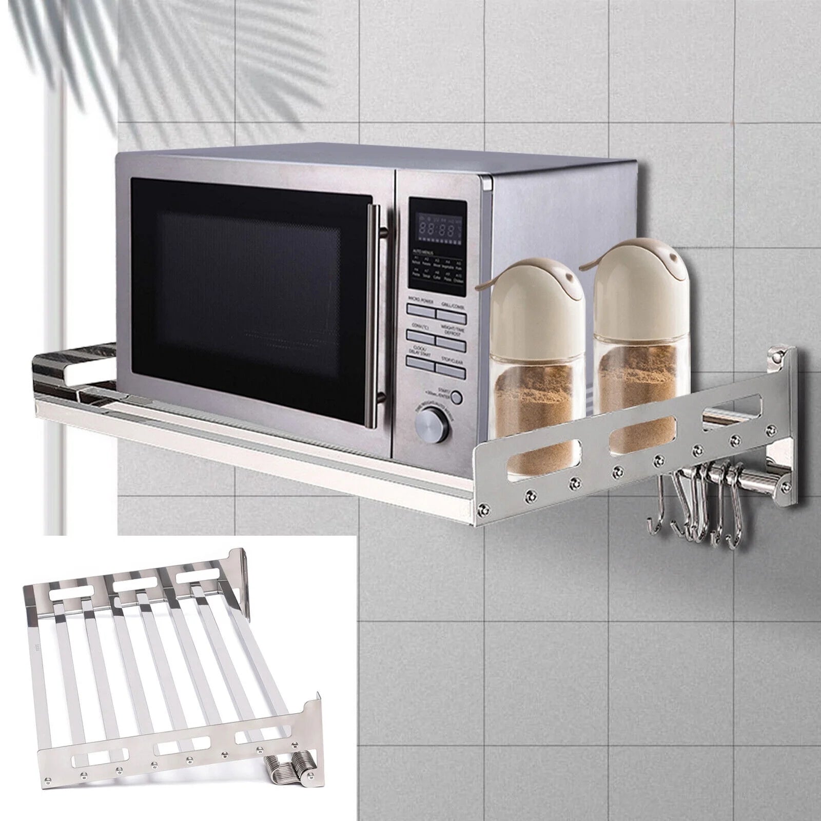 Wall Mount Microwave Oven Rack with 12 Hooks R365825
