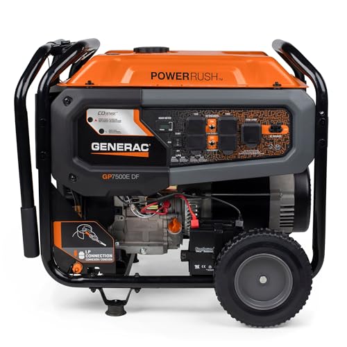 Generac 8000-Watt Gas-Powered Portable Generator with Electric Start, Orange/Black H399