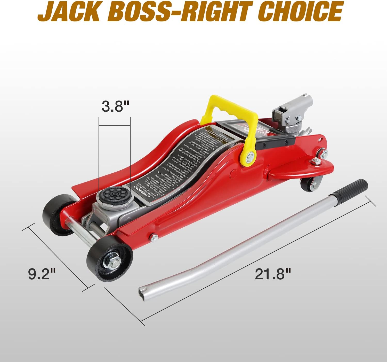JackBoss Torin Hydraulic Low Profile Floor Jack 2.5 Ton with Storage Case, Red R264015