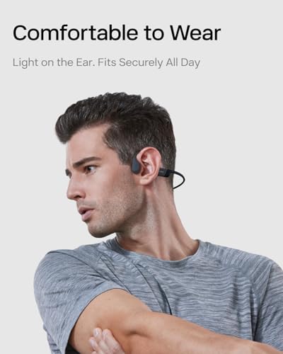 SHOKZ OpenRun Open-Ear Bone Conduction Sport Headphones, Sweat Resistant, Black B872