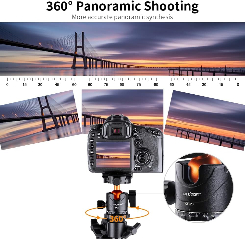 K&F Concept 78 inch DSLR Camera Tripod with Magnesium Alloy Center Column and Extension Arm Kit B604