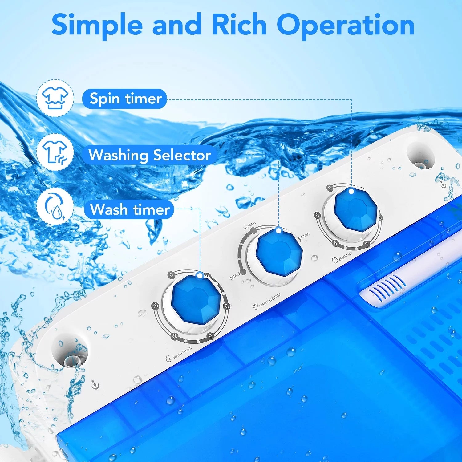 Qhomic Mini Washing Machine 11lbs Washer & 6.6lbs Spin Dryer Combo G771