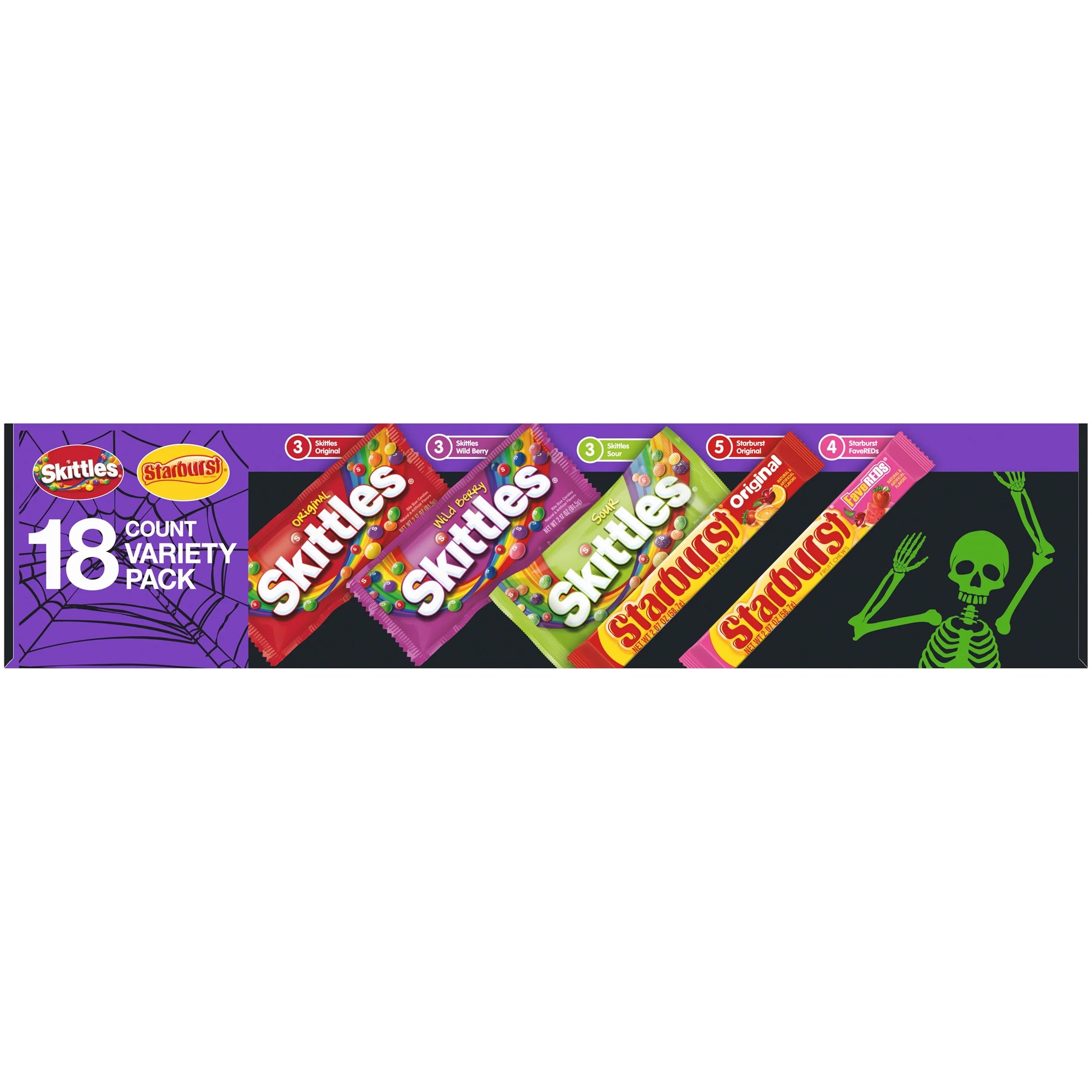 Mars Mixed Skittles & Starburst Chewy Variety Pack Halloween Candy, 18 Count S659