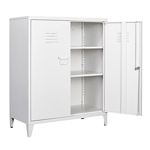 SISESOL Metal Storage Cabinet with 2 Adjustable Shelves, 36" H E162