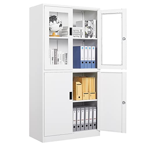 SISESOL Metal Storage Cabinet with 2 Adjustable Shelves, 36" H E162