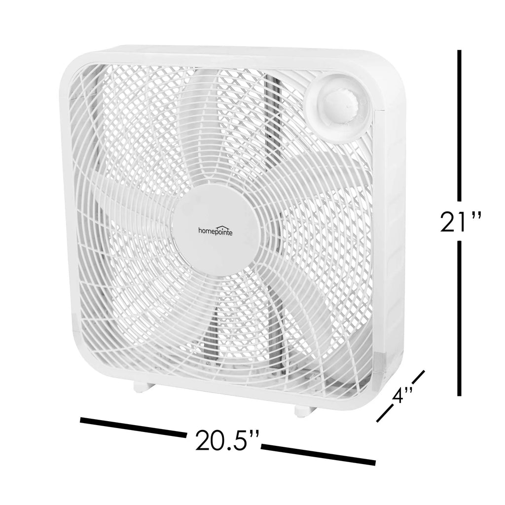 Westpointe Electric Square Box Fan, White, 20" Q9684