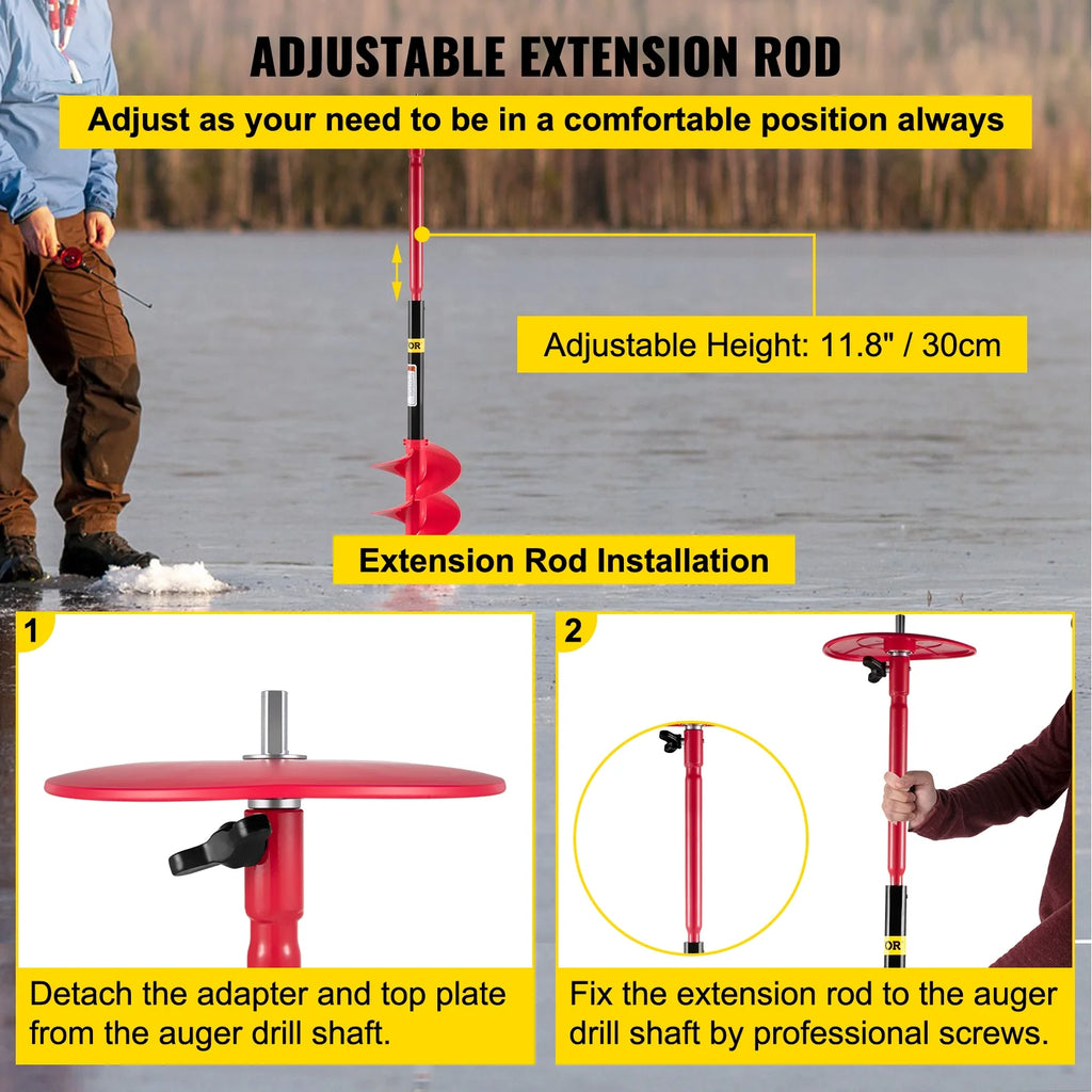 VEVOR Ice Drill Auger 6" Nylon Bit with Extension Rod for Ice Fishing T76662