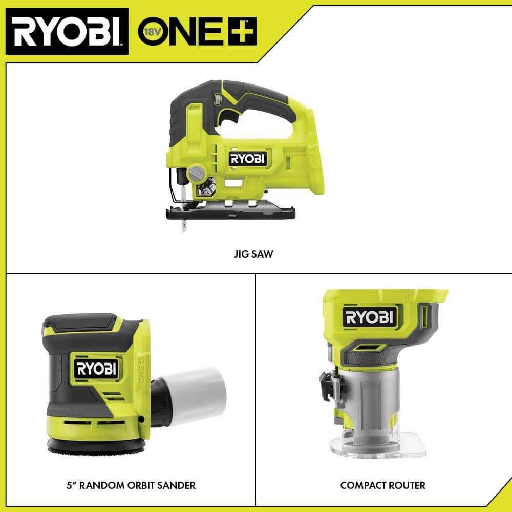 Ryobi ONE+ 18V Cordless 3-Tool Combo Kit with Jig Saw, Router and Sander B9702