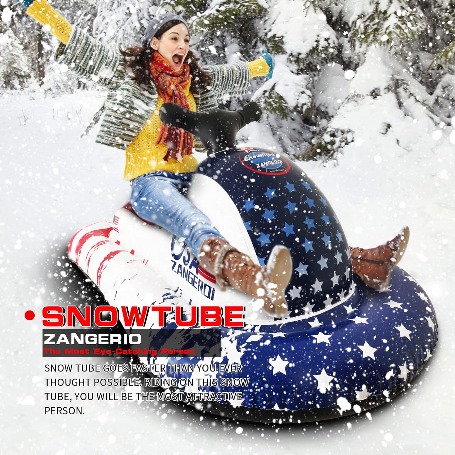 Heavy Duty Inflatable Snow Tube Sled for Kids and Adults, 2 Pack P4810