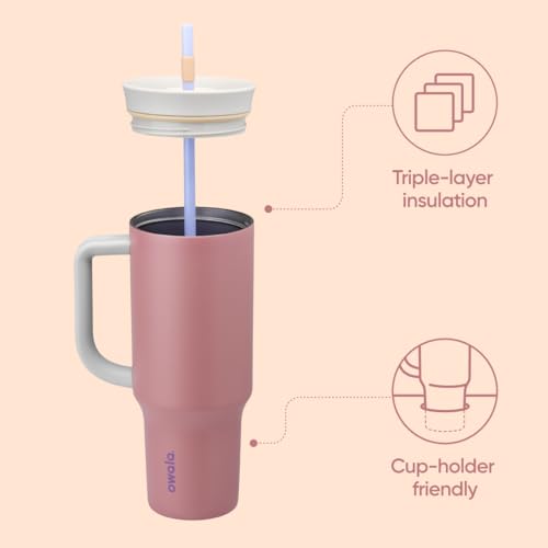 Owala Stainless Steel Insulated Travel Tumbler 40 oz Dusty Pink X1735