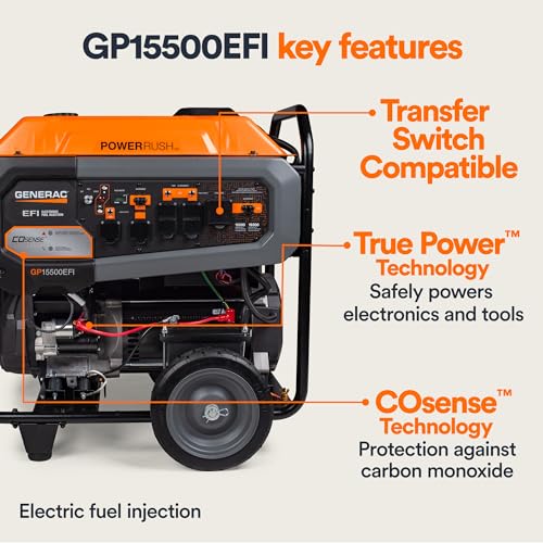 Generac 8000-Watt Gas-Powered Portable Generator with Electric Start, Orange/Black H399