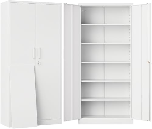 SISESOL Metal Storage Cabinet with 2 Adjustable Shelves, 36" H E162