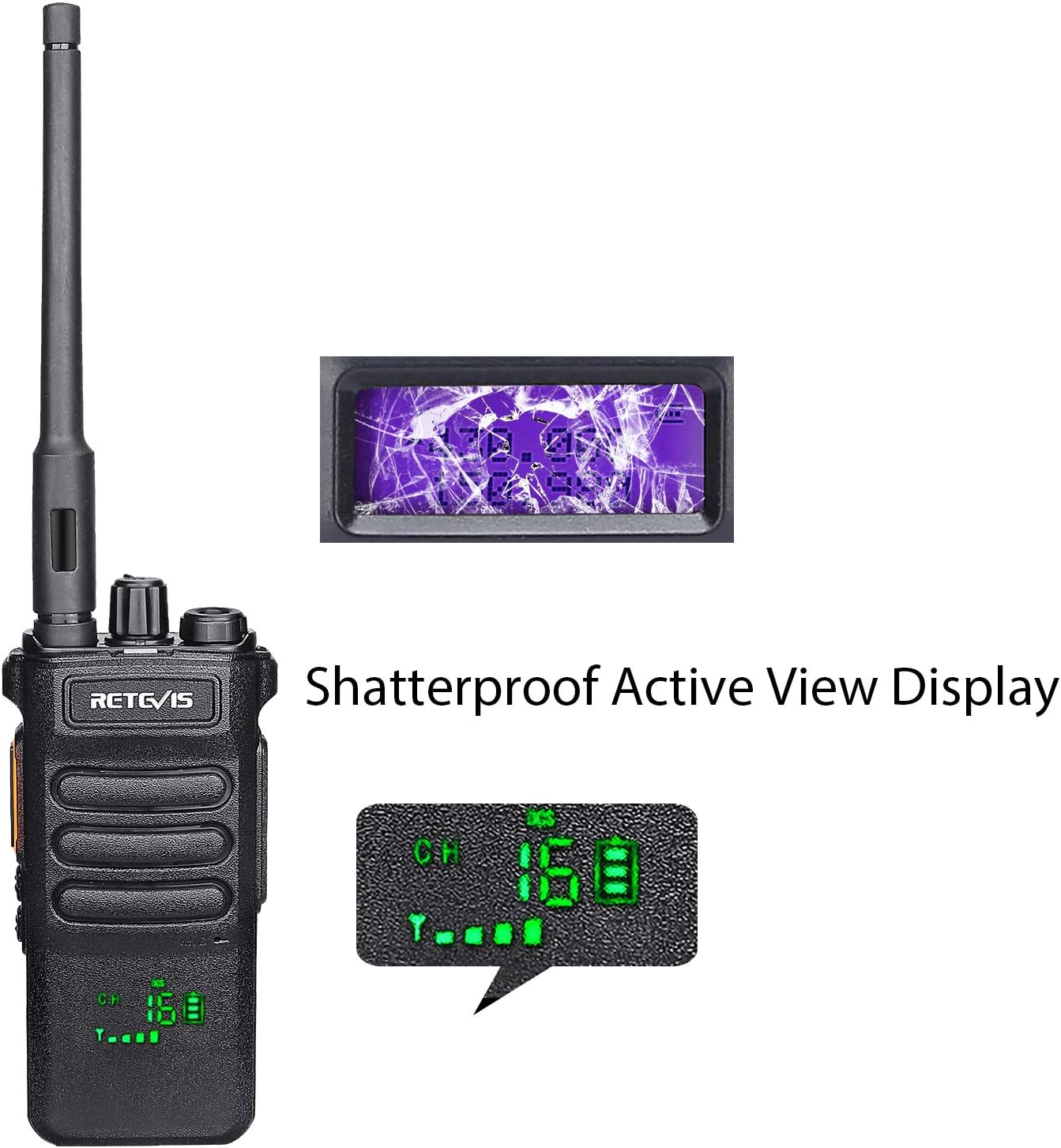 Retevis RT86 Two Way Radios Long Range Rechargeable 2600mAh with Shoulder Mic (4 Pack) O392380