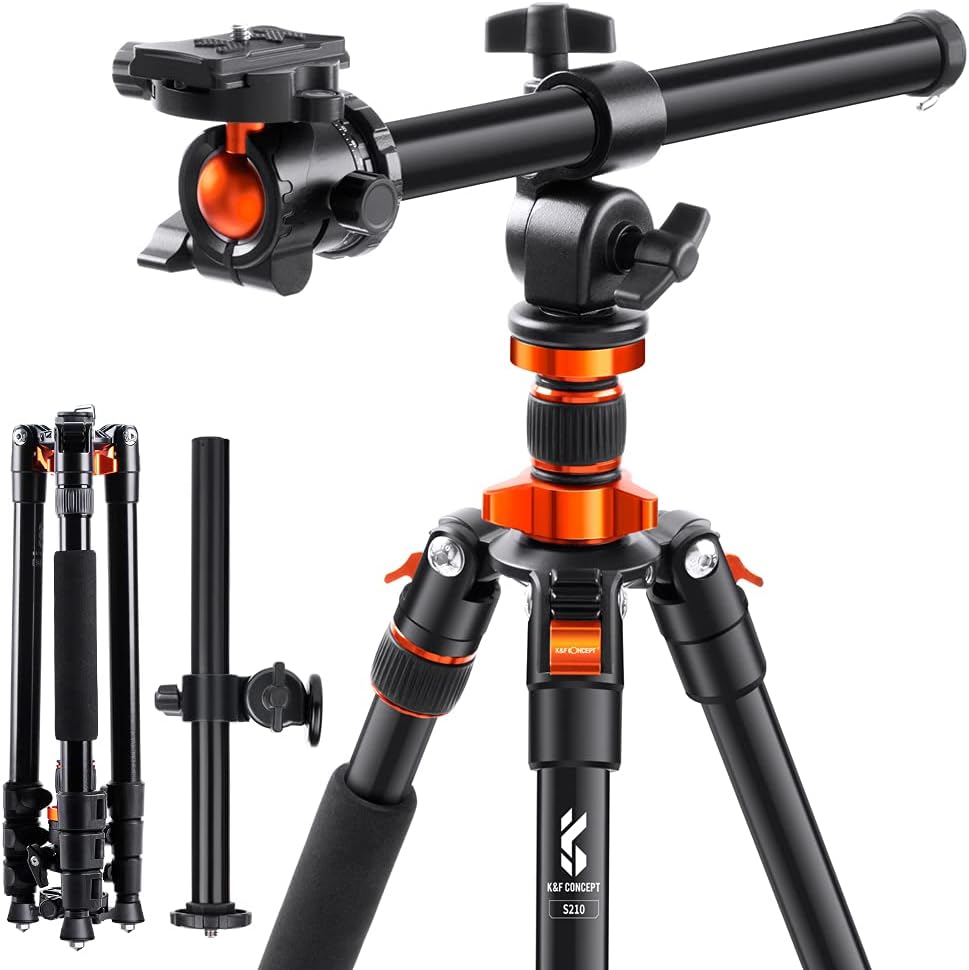 K&F Concept 78 inch DSLR Camera Tripods with Magnesium Alloy Rotatable Multi-Angle Center Column,Load Capacity up to 22lbs/10kg K234A7+BH-28L+Extension Arm Kits