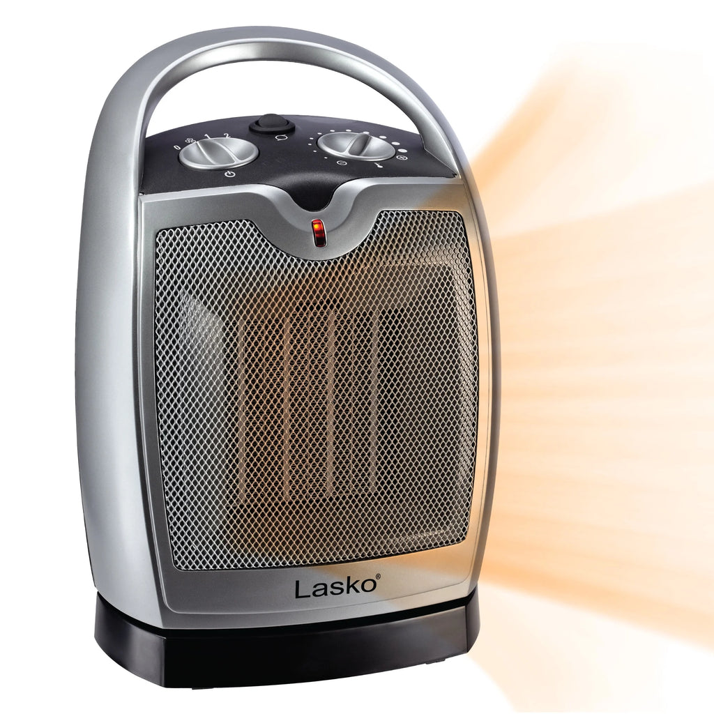 Lasko 12" 1500W Oscillating Ceramic Tabletop Space Heater with Thermostat, Gray, 5409, New