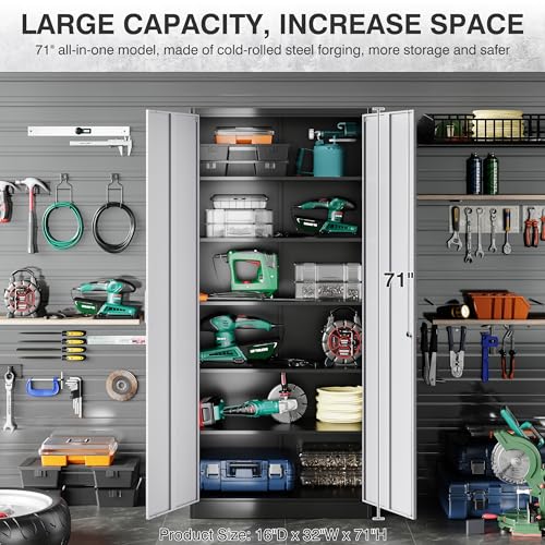 SISESOL Metal Storage Cabinet with 2 Adjustable Shelves, 36" H E162