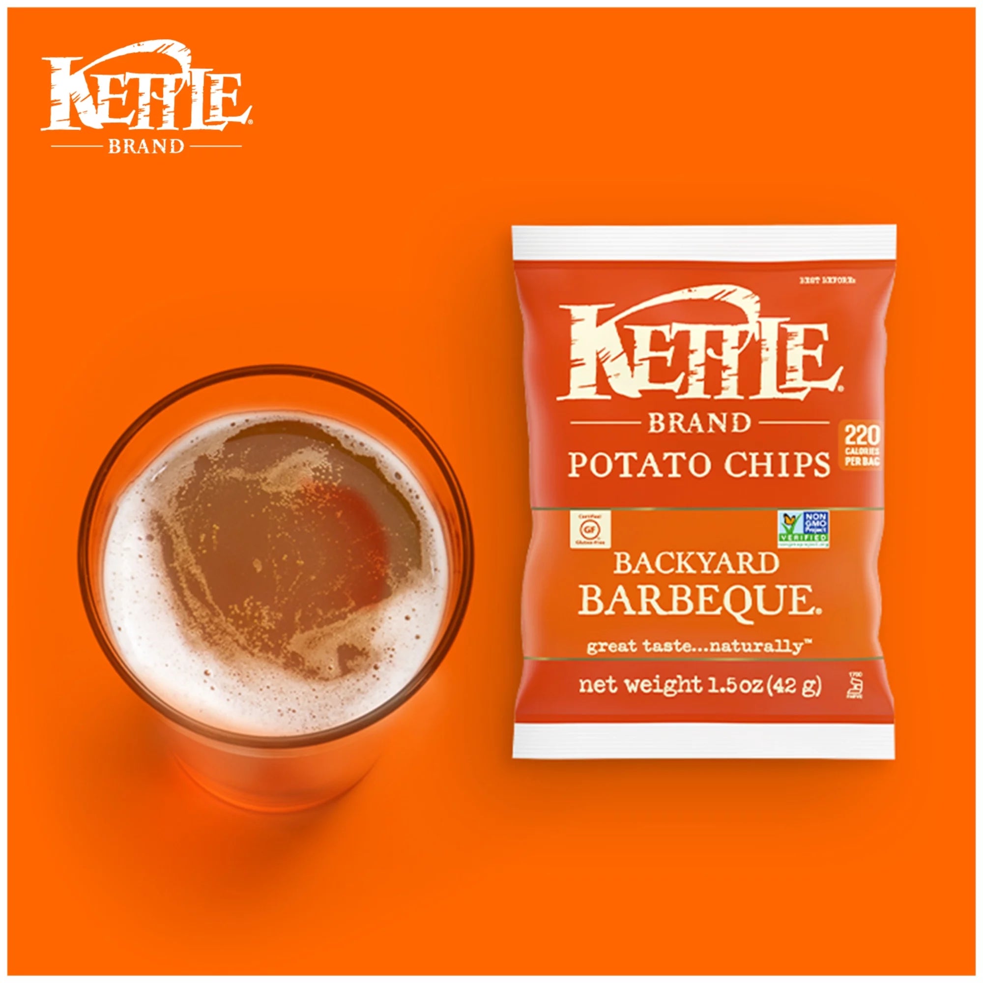 Kettle Brand Potato Chips, Barbeque, 1.5 oz Snack Bag T13118