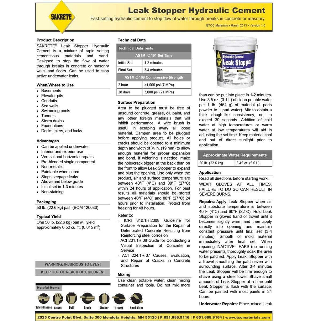 Sakrete Gray Hydraulic Cement 50 lb Pail X1910