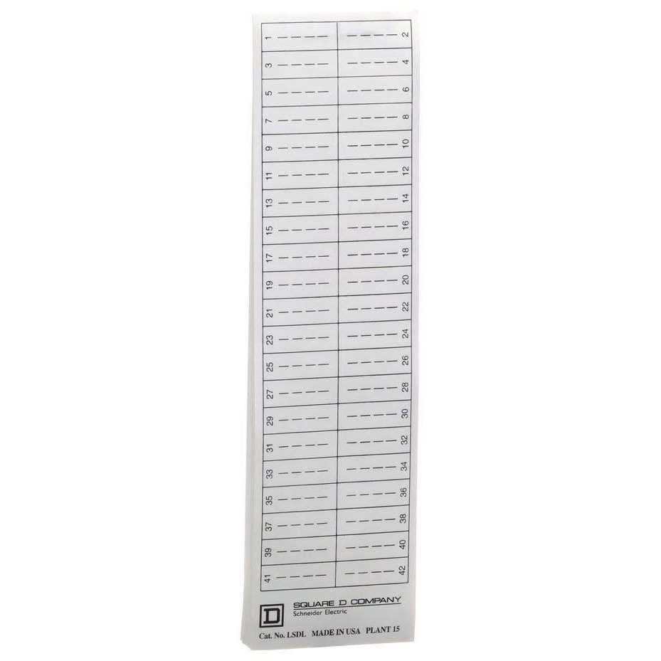Square D LSDL Load Center Qo+Hom Directory Label 1/42 W845261