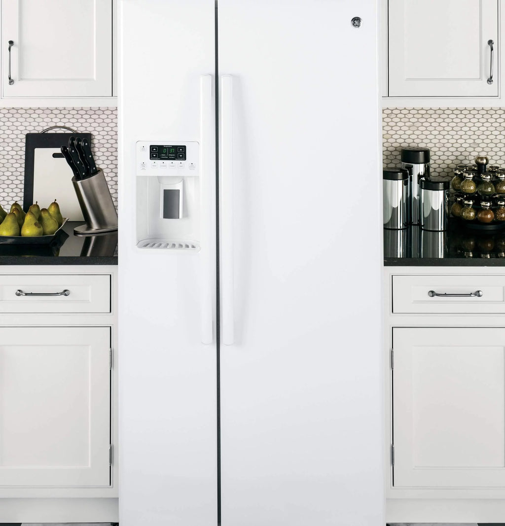 GE Appliances GSS23GGKWW 33 Inch Freestanding Side by Side Refrigerator White C938