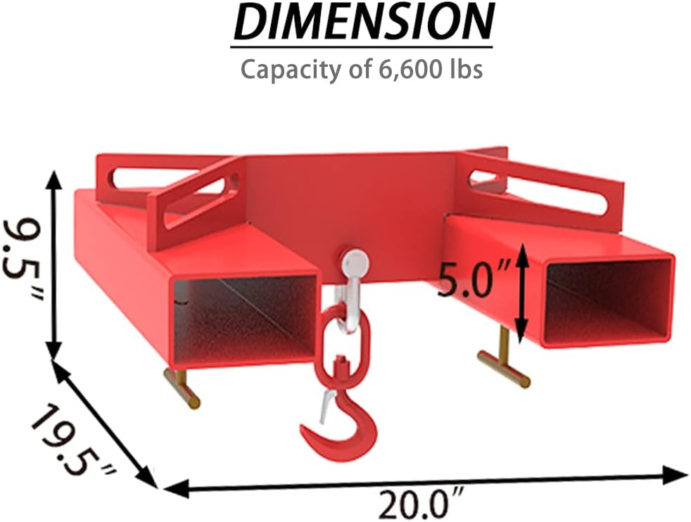 ELITEWILL Forklift Lifting Hook, 6600lbs Capacity, Red with Swivel Hook Q7213