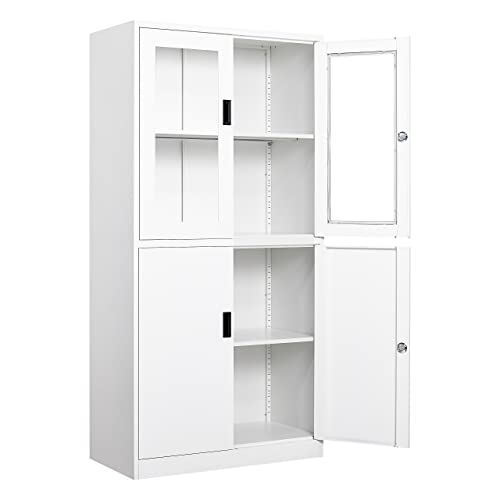 SISESOL Metal Storage Cabinet with 2 Adjustable Shelves, 36" H E162