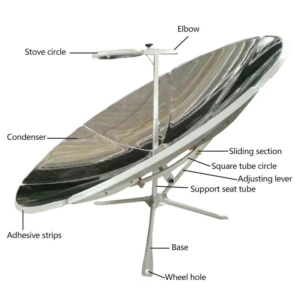 FETCOI Portable Solar Cooker 150cm Parabolic Camping Oven V32297