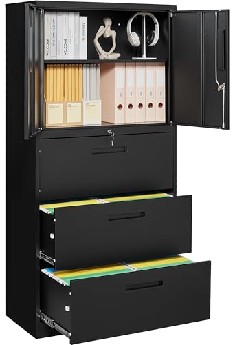 SISESOL Metal Storage Cabinet with 2 Adjustable Shelves, 36" H E162