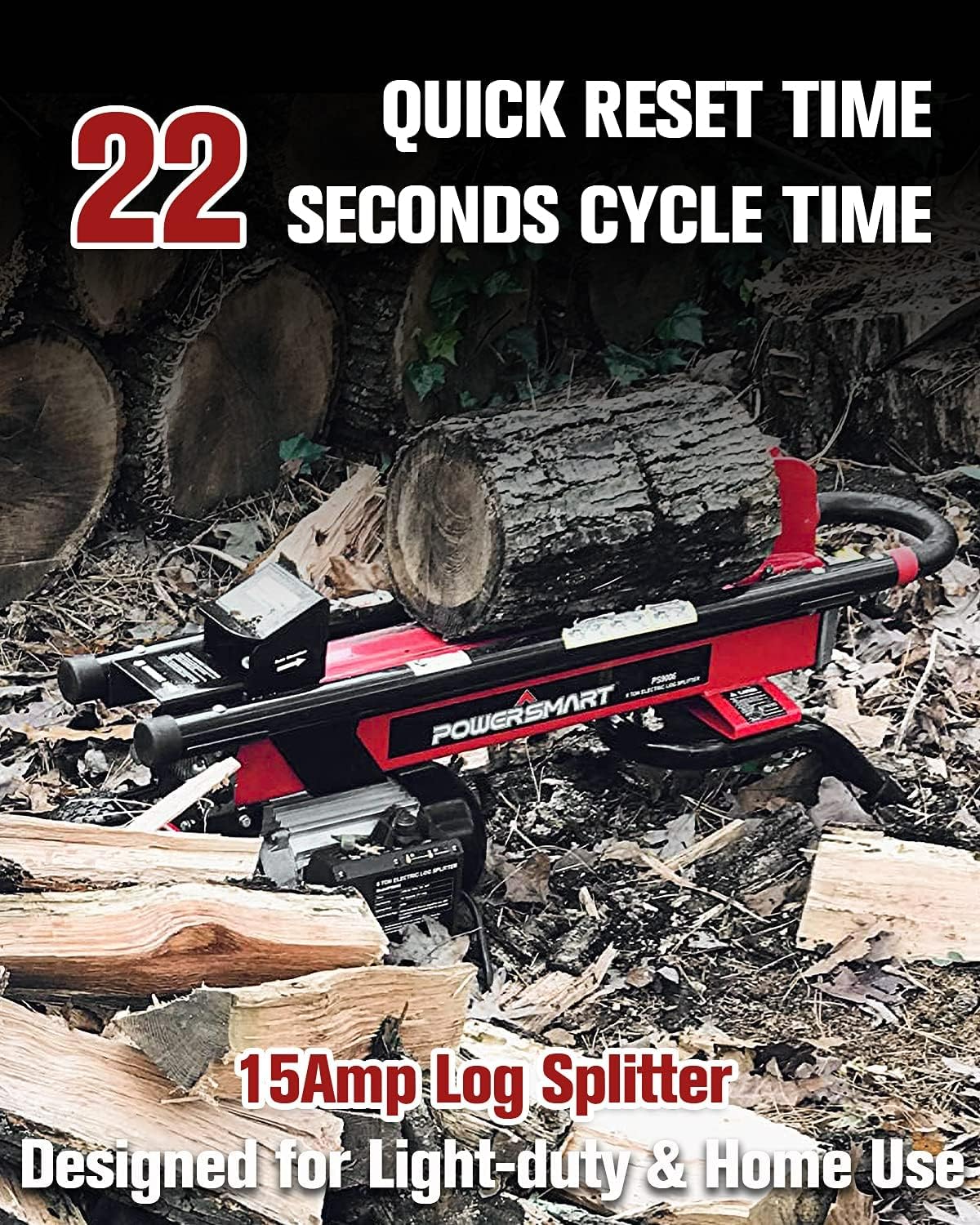 PowerSmart 6-Ton Electric Log Splitter with Steel Wedge F24508