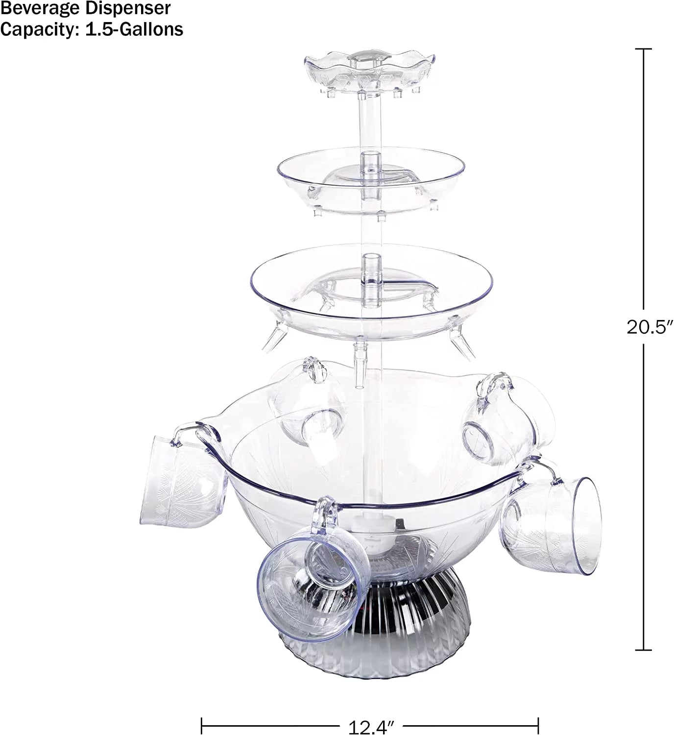 Great Northern Party 3-Tier Clear Drink Dispenser with Lighted Base Q772