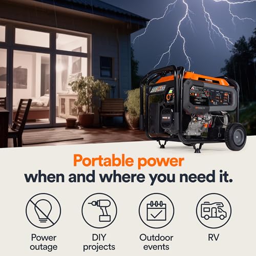 Generac 8000-Watt Gas-Powered Portable Generator with Electric Start, Orange/Black H399