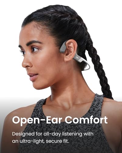 SHOKZ OpenRun Open-Ear Bone Conduction Sport Headphones, Sweat Resistant, Black B872