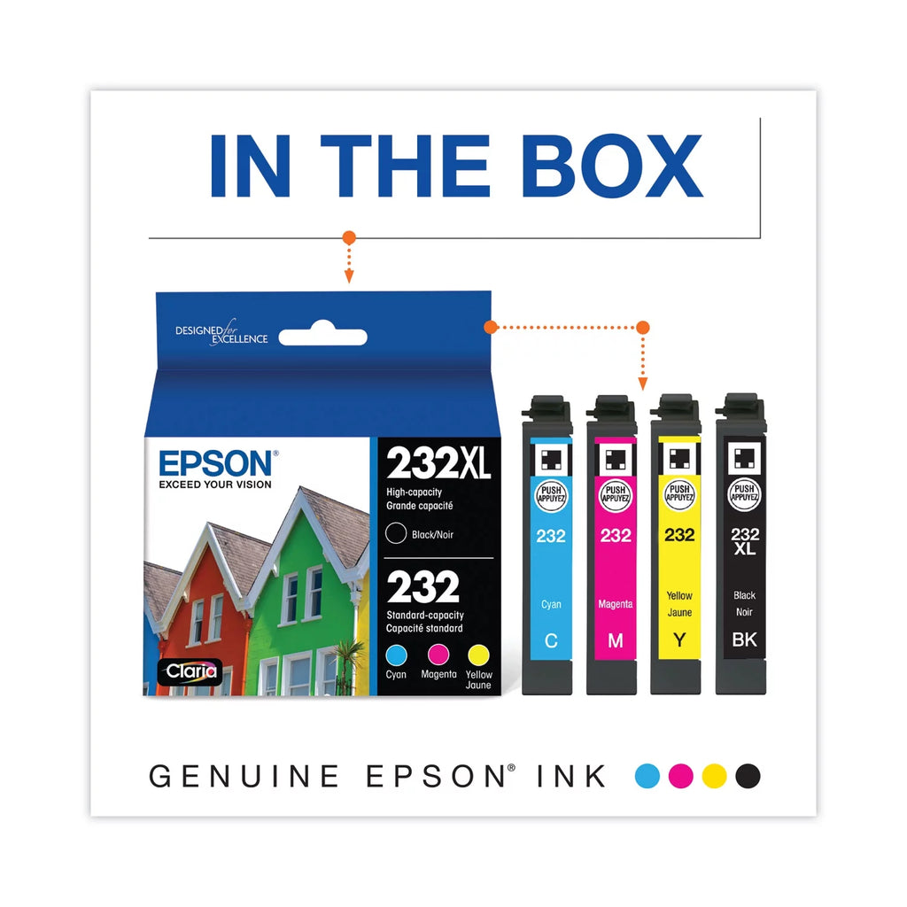 EPSON 232 Claria Ink High Capacity Black & Color Cartridge Combo Pack for WorkForce & Expression Printers J6357