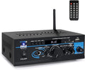 Pyle Home Audio Power Amplifier System - 2X40W Bluetooth Mini Dual Channel Mixer Sound Stereo Receiver Box w/ AUX, Mic Input - For Amplified Speakers, PA, CD Player, Theater via RCA, Studio Use - PTA2 Pack of 2