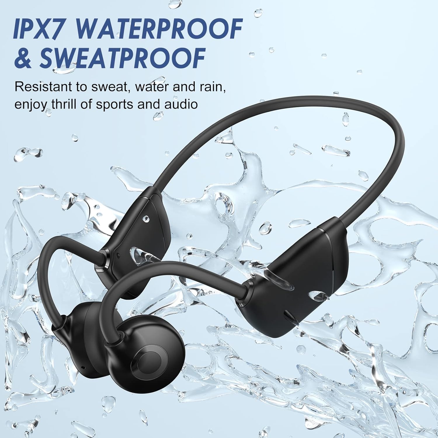 QODISA Bone Conduction Headphones Wireless Open Ear Bluetooth 5.3 IPX7 for Running Cycling Driving (2 Pack) C902