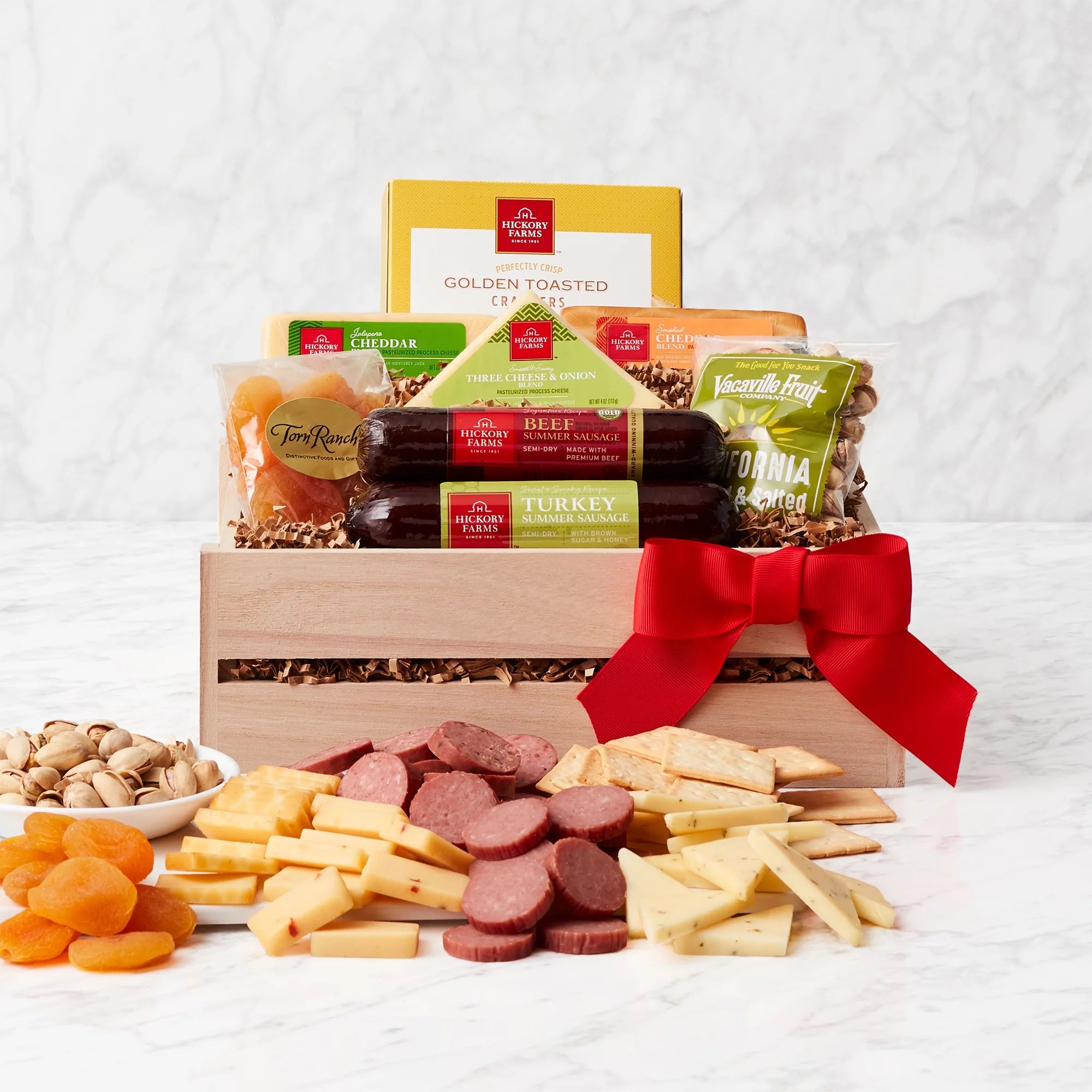 The Savory Sampler Deluxe Meat and Cheese Gift Basket