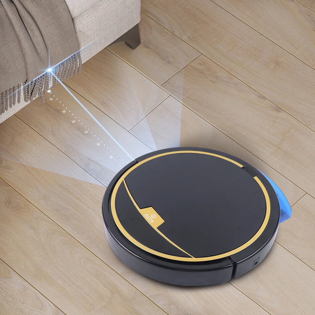 15W Rechargeable Robot Vacuum Cleaner with Mop, Black D500