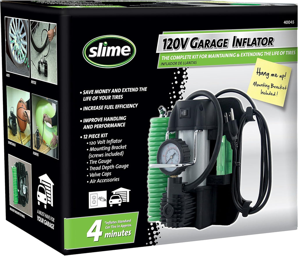 Slime 40045 Home Tire Inflator, Wall Mounted 120V, Heavy Duty, 2X Pro Power, Pack of 2 U595