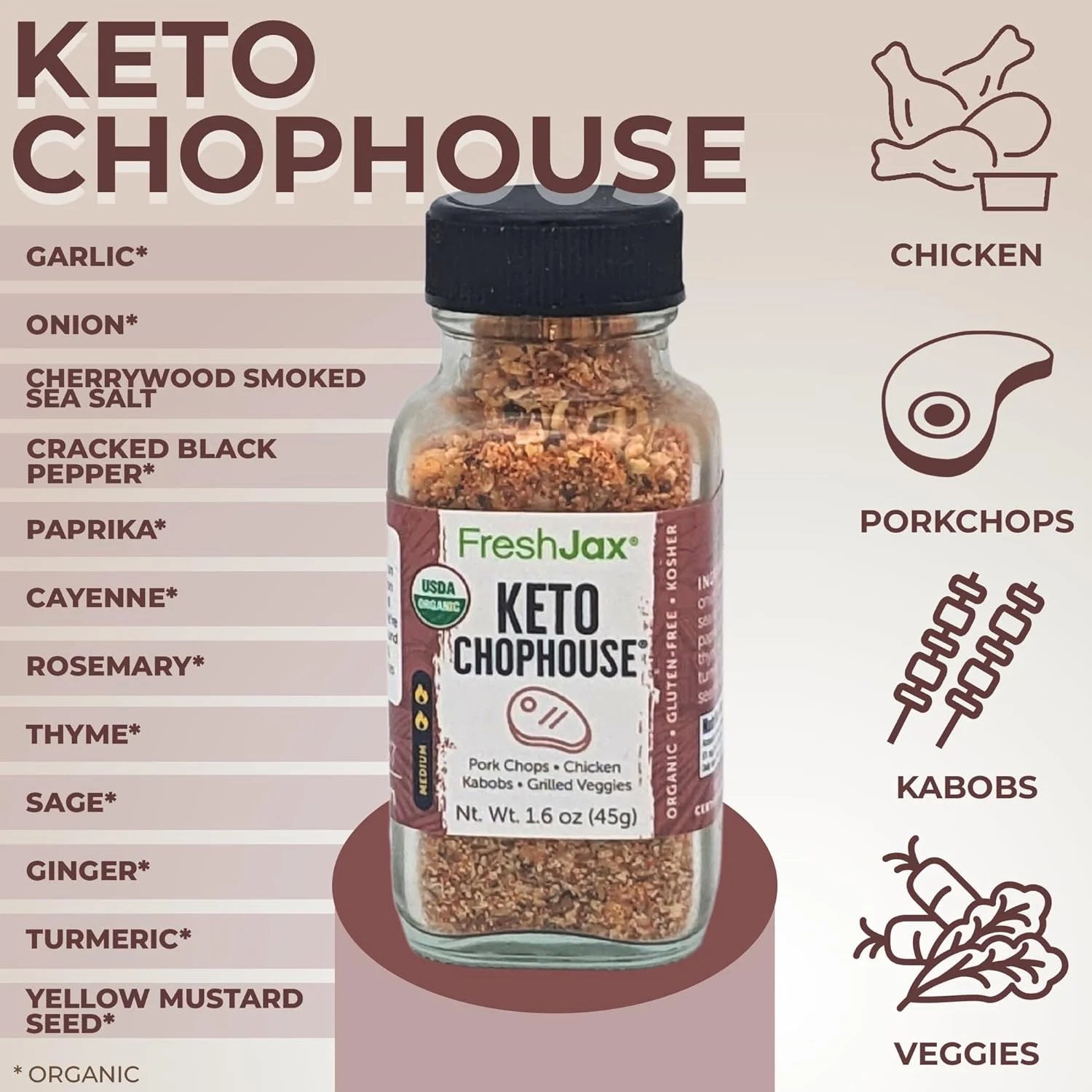 FreshJax Keto Seasoning Gift Set, Pack of 5 Organic Spices D4950