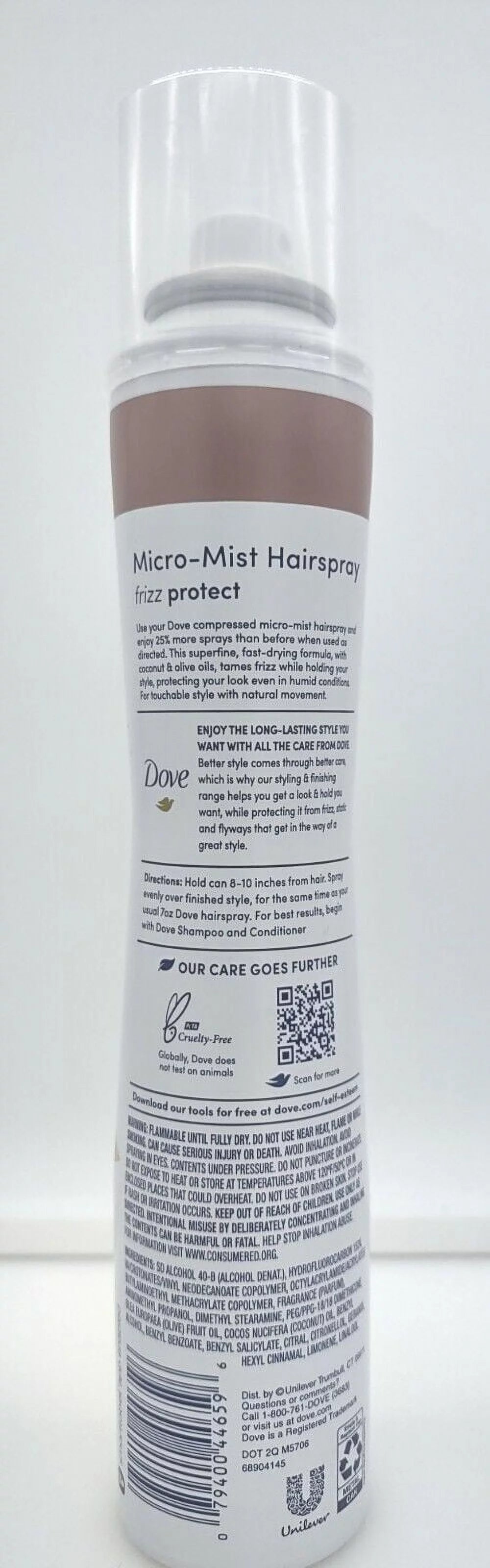 Dove Compressed Micro Mist Hairspray, Level 3 Hold, 4-Pack K2967