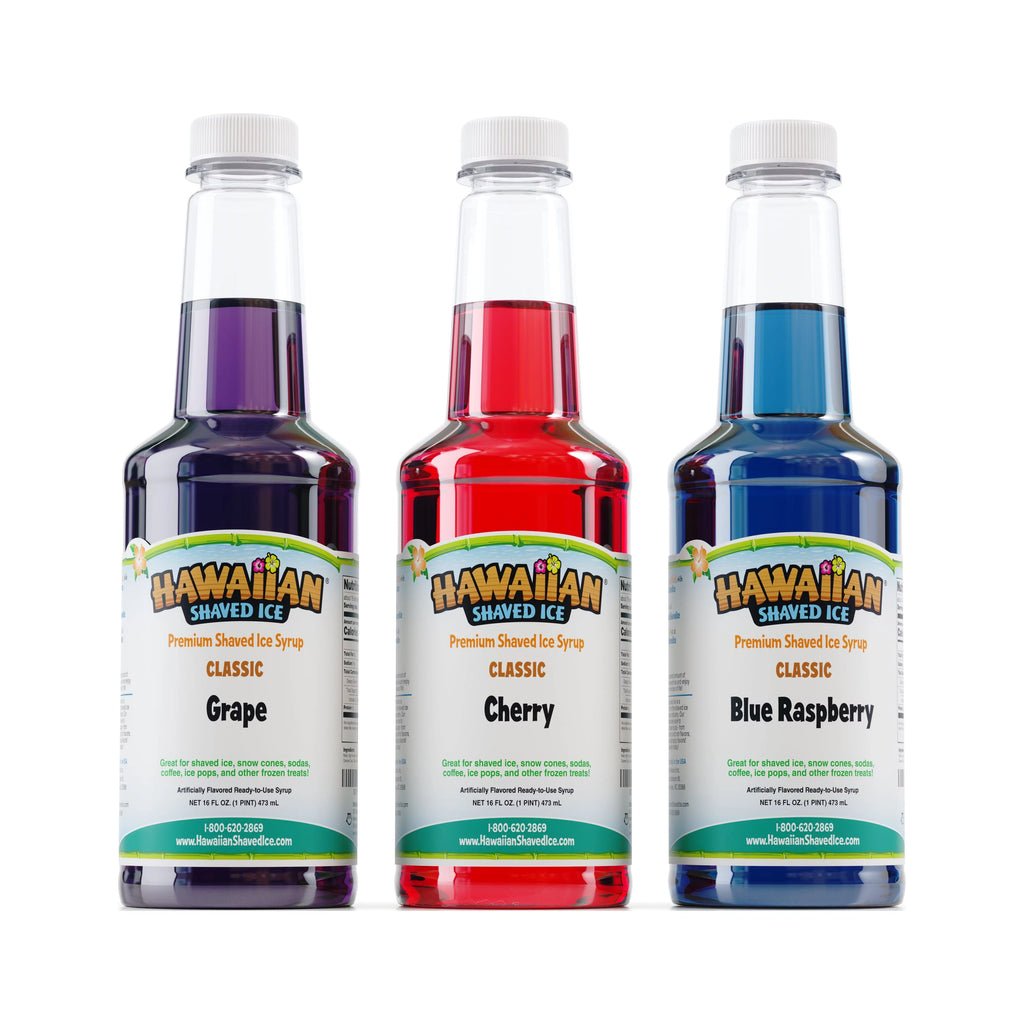 Hawaiian Shaved Ice 3 Flavor Fun Syrup and Accessories Pack R7609